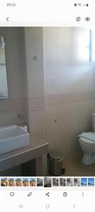斯基亚索斯镇Karafelas Hotel的浴室配有白色水槽和卫生间。