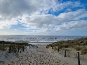 赞德沃特Rembrandts beach view的通往海滩上的海洋的沙滩小径