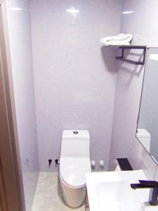 胡鲁马累Starry Beach Inn的浴室配有白色卫生间和盥洗盆。