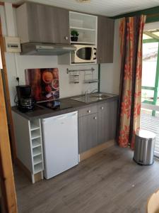 萨尔拉拉卡内达邓根图洛莱斯小屋酒店的一间带水槽和微波炉的小厨房