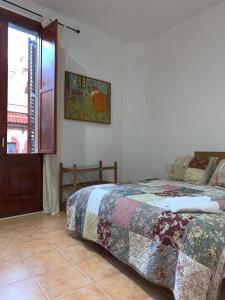 菲格拉斯En el centro de Figueres 4 habitaciones 3 baños y 2 terrazas enormes的一间卧室设有一张床和一个窗口