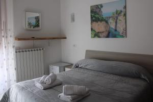 阿杰罗拉Bed & Breakfast Il Sentiero的一间卧室配有带毛巾的床