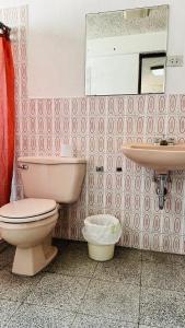 帕纳哈切尔Royal Palace Hostal的一间带卫生间和水槽的浴室
