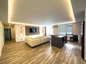 安卡拉109-Luxury Ankara Downtown Home的带沙发和电视的大型客厅