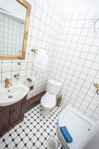 Alatskivi阿拉斯奇夫城堡公寓的白色的浴室设有卫生间和水槽。