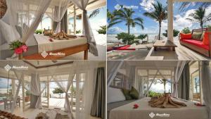 MfumbwiMasai Mara Zanzibar - Boutique Hotel的四张带天蓬床的卧室照片