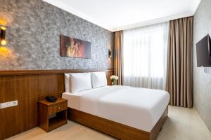 伊斯坦布尔Diamond Beyazit Hotel的一间酒店客房,配有一张床和一台电视