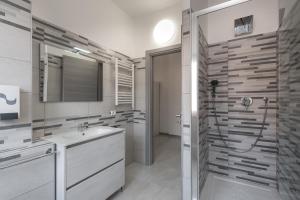 钱皮诺Travelershome Ciampino Airport GuestHouse的一间带水槽和淋浴的浴室