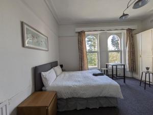 斯旺西SINGLETON SHORT STAYS R7r5的一间卧室设有一张床和一个窗口