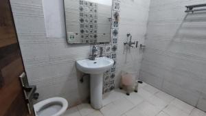安巴拉Swastik Vatika的一间带水槽和卫生间的浴室
