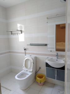 塞拉莱Star Dubai Apartment的一间带卫生间和水槽的浴室