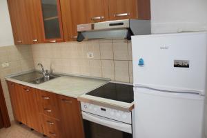 地拉那Haus Family Apartment的厨房配有白色冰箱和水槽