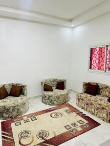 努瓦克肖特Duplex neuf meublé的客厅配有两张沙发和地毯。