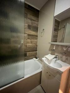 里奥格兰德Select Inn的带浴缸、水槽和淋浴的浴室