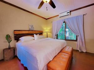 乌蒂拉Vive Utila - Bed & Breakfast的卧室设有一张白色大床和一扇窗户。