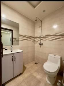沙迦1 bed apartment available in Al nadd的一间带卫生间和水槽的浴室