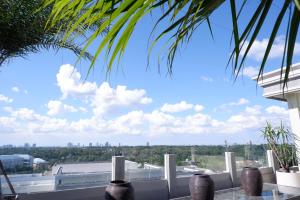 塞尔蓬格兰缇知酒店及天空酒廊的从大楼的阳台上可欣赏到城市景观
