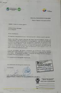 比亚米尔港Campo Duro Ecolodge的尼格里亚大使馆的信,附有文件