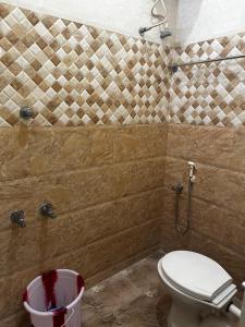 蒂鲁瓦纳马莱Temple View Home Stay的一间带卫生间和淋浴的浴室