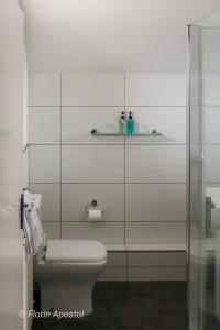 Chale怀特茅斯旅馆的白色的浴室设有卫生间和淋浴。
