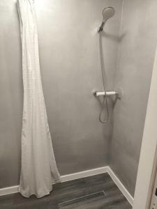 CoruncaVila Chesa的浴室内配有白色淋浴帘。