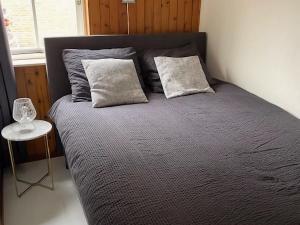 马赫拉滕Tranquil Holiday Home in Margraten的卧室内的一张带两个枕头的床