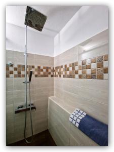 埃尔莫波利斯Welcome Home Syros Port Apartment的带淋浴和浴缸的浴室