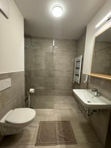 达姆施塔特Fair´n Square Hotel 24 Stunden Check In的一间带卫生间和水槽的浴室