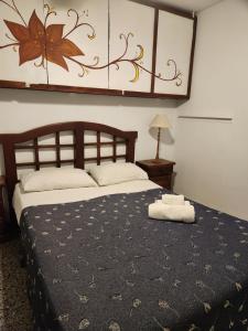 门多萨HOTEL EXPRESS MENDOZA的一间卧室配有一张床,上面有两条毛巾