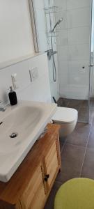 汉诺威Apartment.Abel-Misburg的浴室配有白色水槽和卫生间。