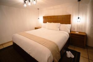 巴耶德布拉沃BOTANIQ HOTEL BOUTIQUE的一间卧室配有一张大床和两个灯