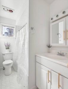 怀特普莱恩斯Luxury NY Getaway with Free Garage Parking in PRIME Location的白色的浴室设有卫生间和水槽。