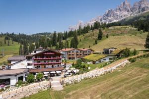 新黎凡特Moseralm Dolomiti Spa Resort的享有山区度假胜地的空中景致
