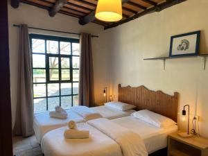 卡斯特罗·德波利亚斯Yeguada Senillosa - Turismo Rural的带窗户的客房内设有两张单人床。