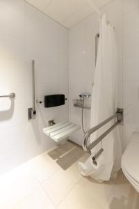 贝尔普Los Lorentes Hotel Bern Airport的一间带卫生间和水槽的浴室