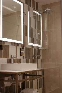 斯海弗宁恩By Friso Den Haag的一间带水槽、镜子和淋浴的浴室