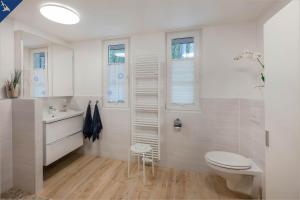 科尔斯万特Waldsiedlung Waldhaus App 2.2的白色的浴室设有卫生间和水槽。