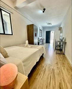圣若泽Apartamentos - Estúdios的一间设有床铺和客厅的房间