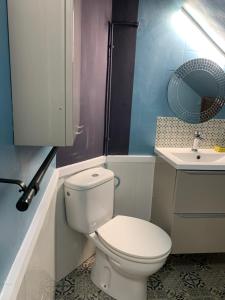 Bera6 Herriko Etxea Plaza的浴室配有白色卫生间和盥洗盆。