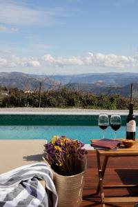 ProvesendeCasa do Santo - Wine & Tourism的一张桌子,旁边是两杯酒,