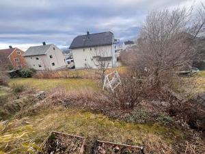 莫尔德Cozy one-bedroom with a view的一片空旷的田野,满是房屋,树木和草地