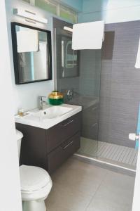 布里奇敦巴巴多斯棕榈园酒店的浴室配有卫生间、盥洗盆和淋浴。
