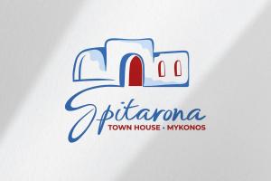 米克诺斯城Spitarona Town House - Largest VIlla in the Center的联排别墅的标志,写着字母ma