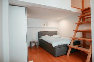 维也纳Raimond Apartment Ottakringer Top 10的一间卧室配有一张双层床和梯子