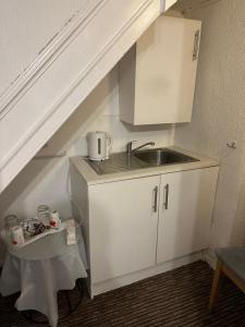 布莱顿霍夫Sandpiper Guest House的一个带水槽和台面的小厨房