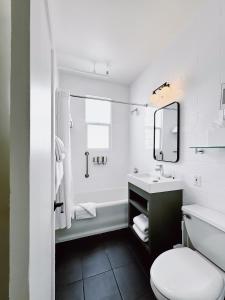 旧金山FOUND Hotel Carlton, Nob Hill的一间带水槽、卫生间和镜子的浴室