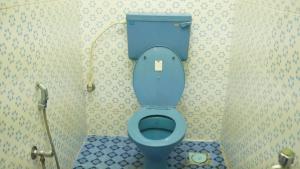 瓦尔卡拉SS Family Villa的浴室位于隔间内,设有蓝色卫生间