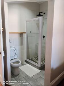 UitenhageHEBA GUEST LODGE的带淋浴和卫生间的浴室