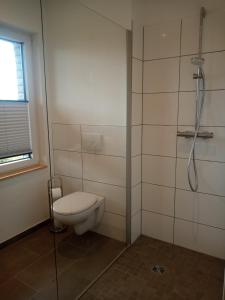 KrumminFischstuebchen Neeberg的一间带卫生间和淋浴的浴室