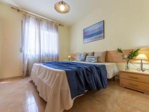 利乌玛Holiday Home Sargantana Riumar by Interhome的一间卧室配有一张带蓝色毯子的大床